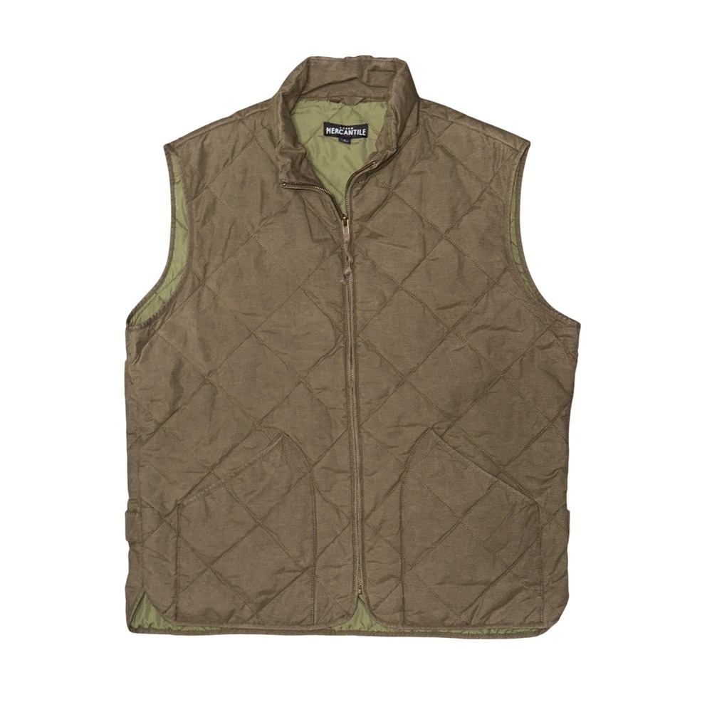 J Crew Mercantile Quilted Vest Olive Green Diamond Stitch Utility Gorp Preppy